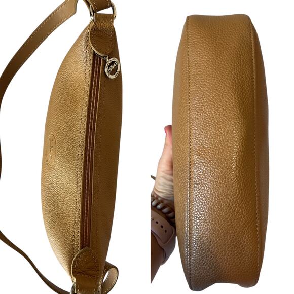 Vintage Longchamp Veau Foulonné Beige Leather Crossbody Shoulder Bag France - Picture 10 of 10